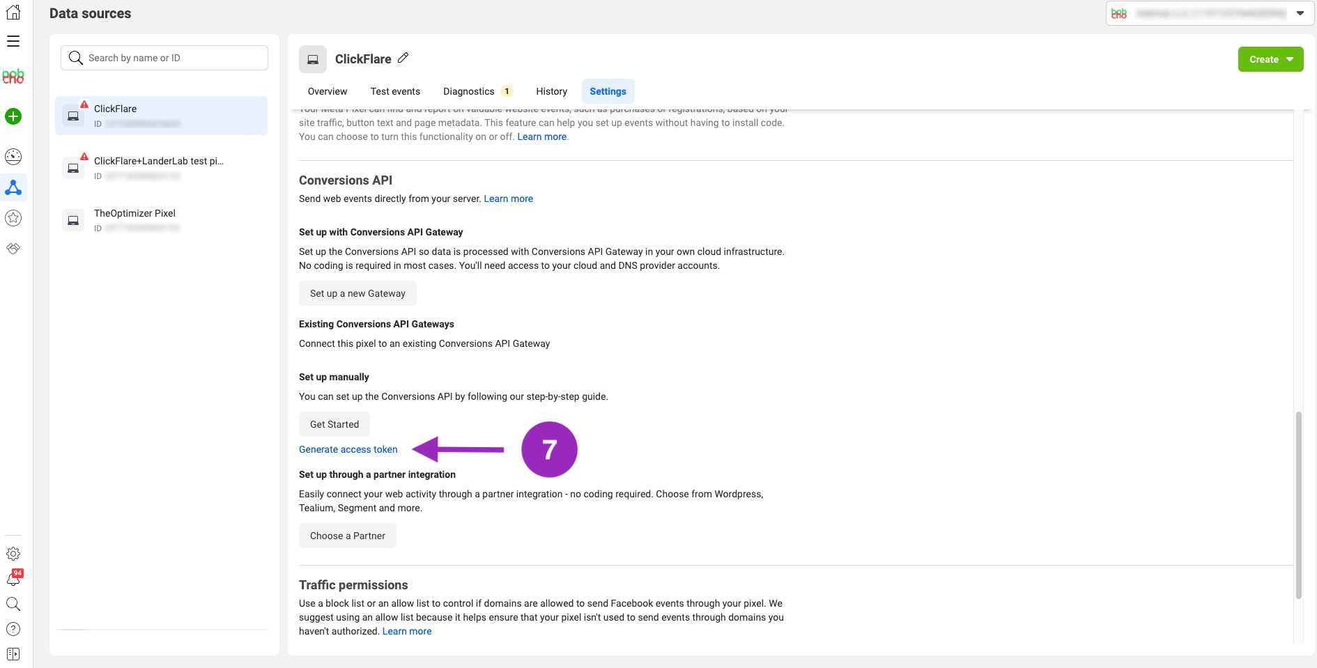 Scroll down to the Conversion API Section and under “Set up manually,” click on Generate access token. Copy the Access…