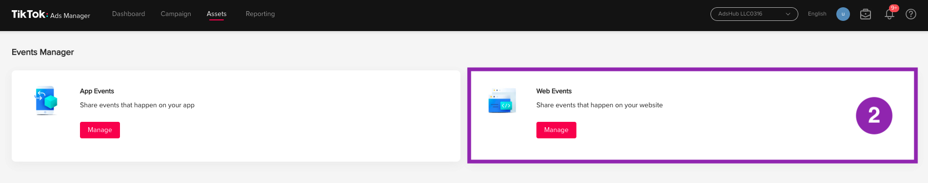 After you click on Events, a new window will appear. You’ll be asked if you want to manage App or Website events. In…