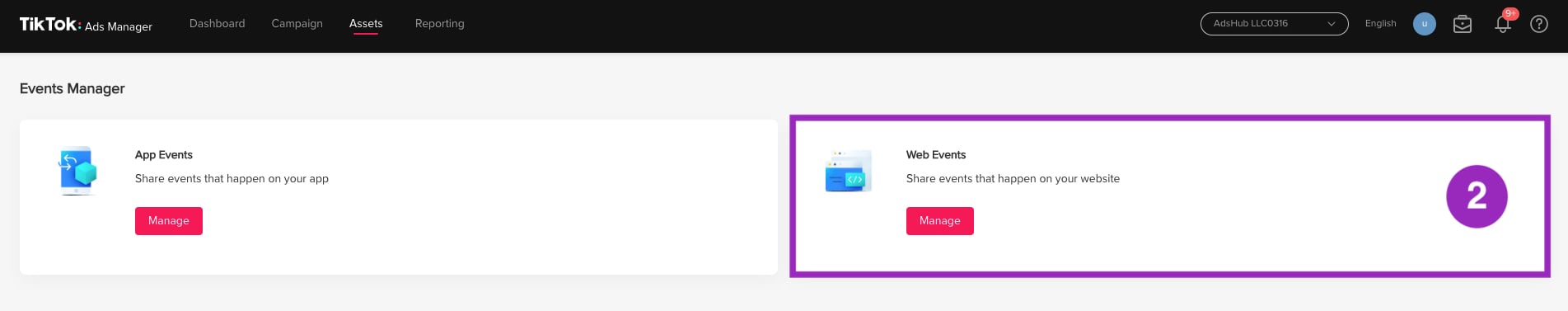 After you click on Events, a new window will appear. You’ll be asked if you want to manage App or Website events. In…