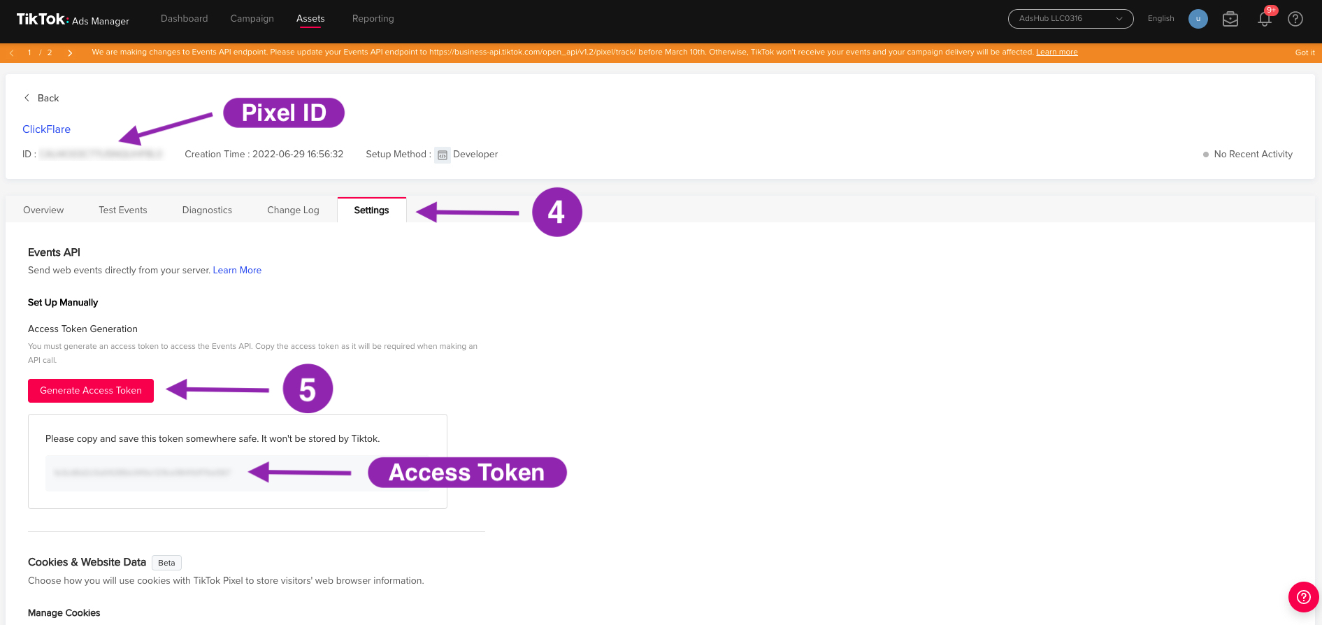 Then click on the Generate Access Token button (see image below)