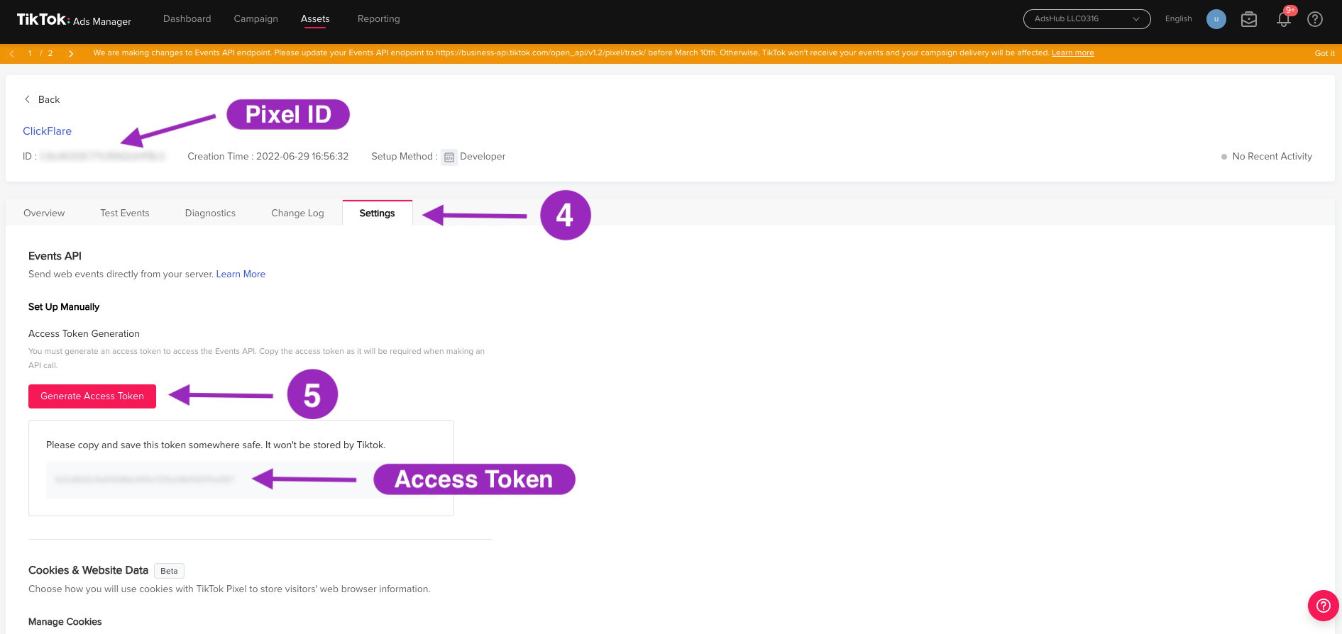 Then click on the Generate Access Token button (see image below)