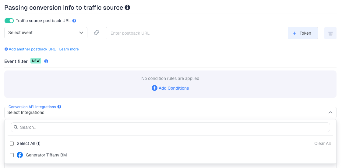 Selecting a CAPI integration on the traffic source sets it as the default. Always verify the integration is also…