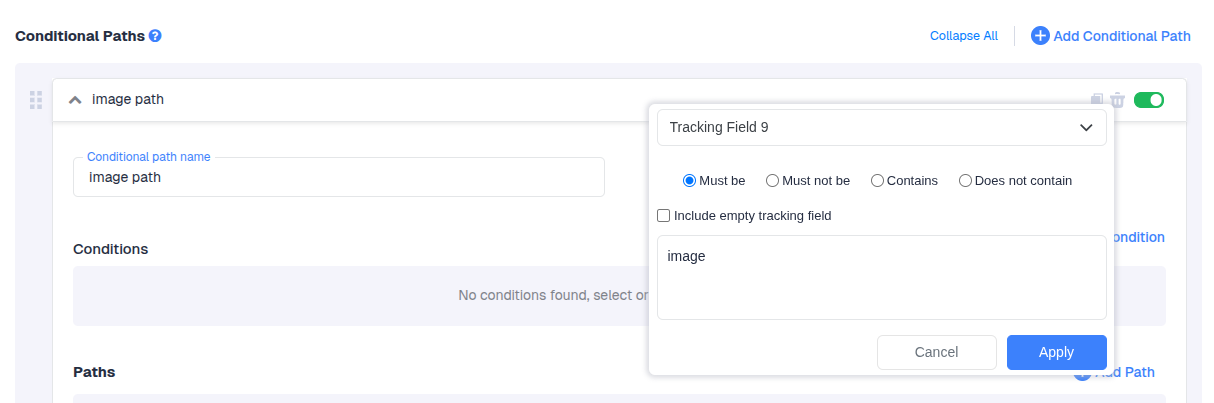 Important: The parameter value in your ad URL must exactly match the one you use in the condition in CF