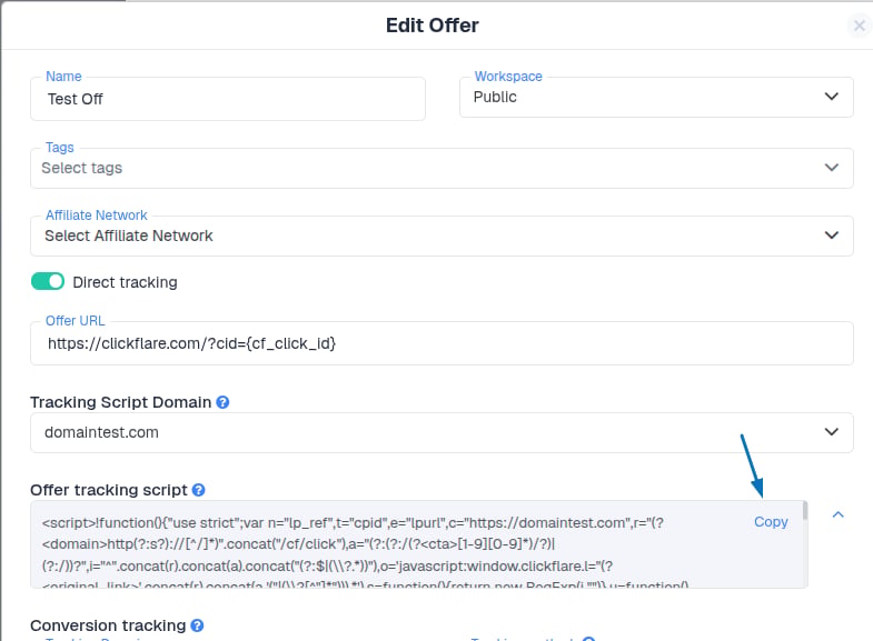 Tip: Insert the script inside the tag of the page