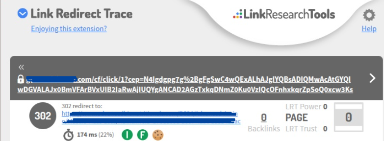 Confirming that the CTA button redirects through ClickFlare (by hovering over the CTA button to see the ClickFlare…