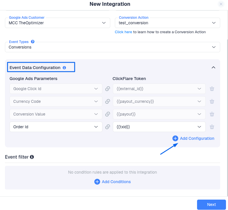 Click on Add Configuration if you want to add additional parameters to pass to FB. If you want to learn more about how…