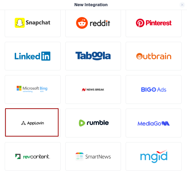 Select AppLovin from the available options