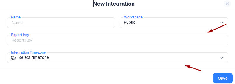 After entering the key and selecting the integration timezone, click Save to complete the connection