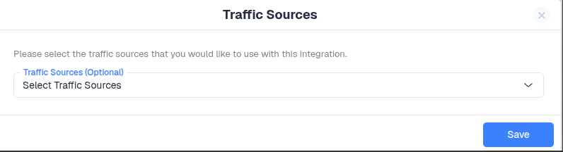 Optional Step - Specify the traffic source configurations you want to assign this Cost integration to
