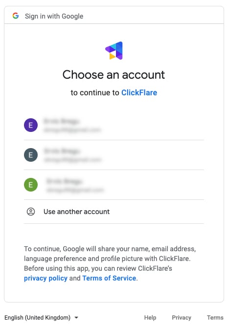 You’ll be redirected to the Google accounts page. Select the email address connected to your Google Ads account