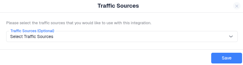 Optional Step - Specify the traffic source configurations you want to assign this cost integration to