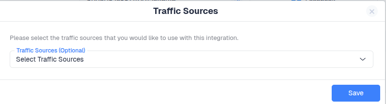 Optional Step - Specify the traffic source template you want to assign this Cost integration to