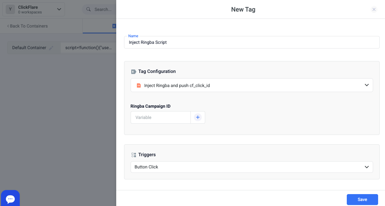 Push the click ID to Ringba
