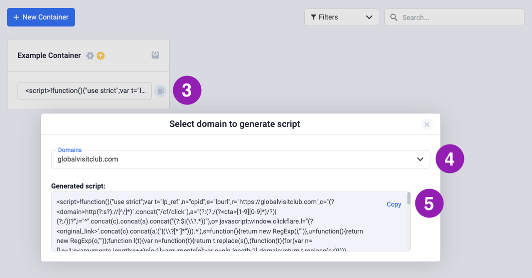 Paste the script inside the section of your website