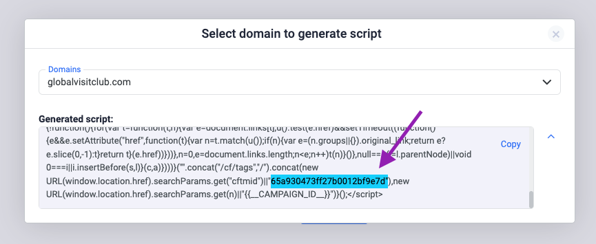 You can identify the container ID at the end of the container script