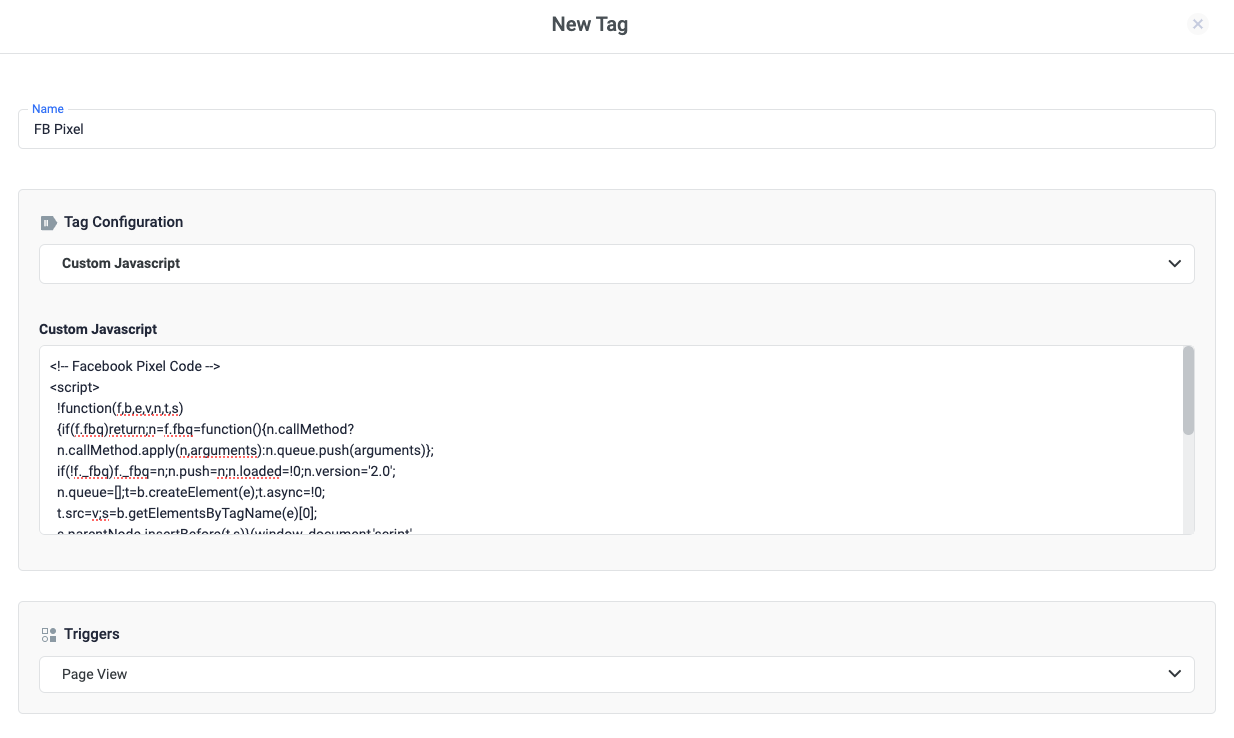 Example of a Custom JavaScript tag