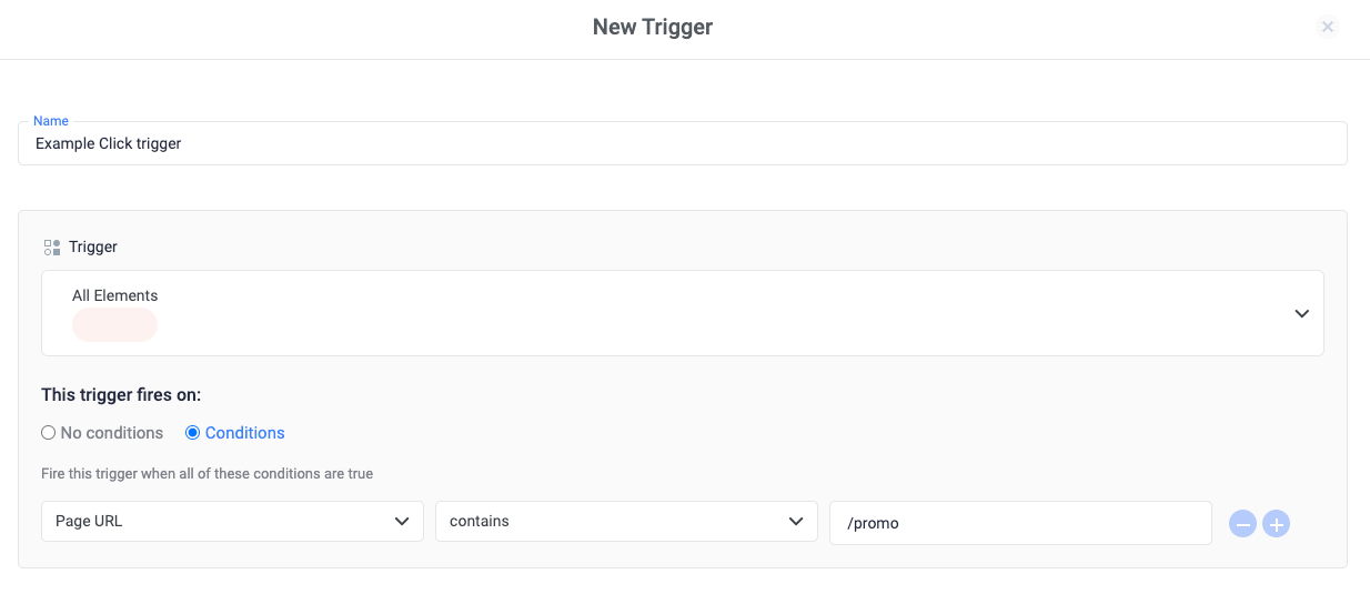 Under "Fire this trigger when an Event occurs and all of these conditions are true", add a filter to enable this…