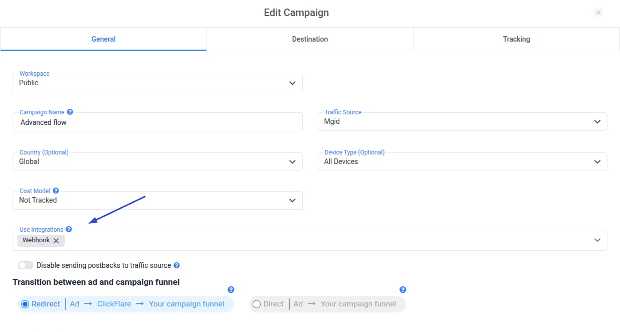 Select the CAPI integration only for the campaigns where you want the specific event (e.g., clicks) reported