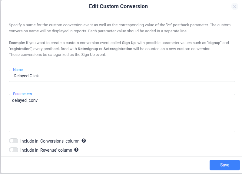 Save your custom conversion