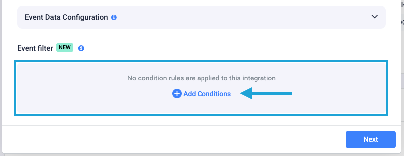Scroll down, and click + Add Condition to set the filtering conditions