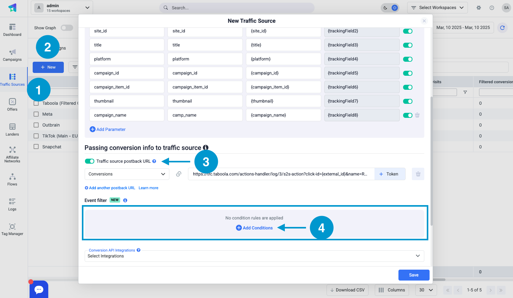 Click + Add Condition to create a condition for the filter