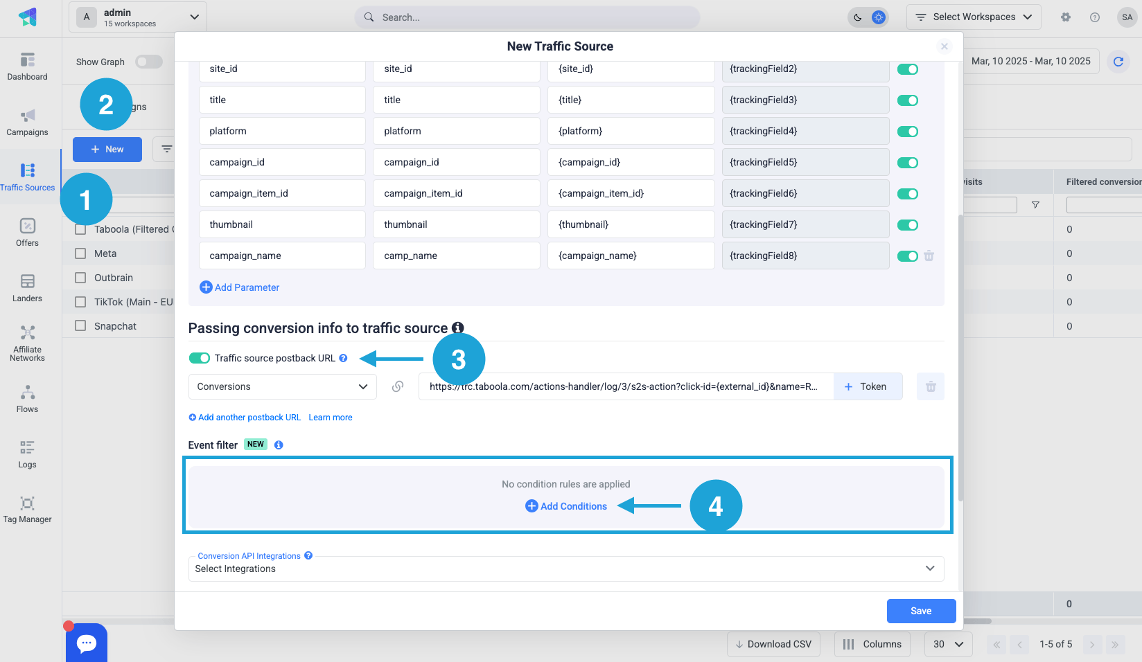 Click + Add Condition to create a condition for the filter