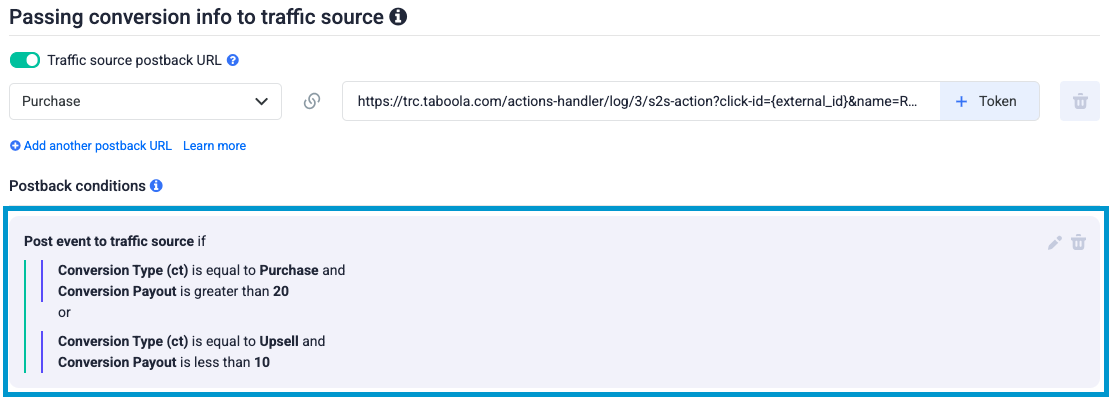 After saving the condition, a preview of the active filter will be available under the configuration settings