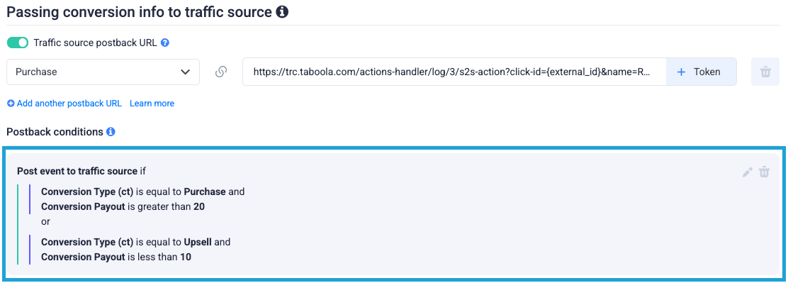 After saving the condition, a preview of the active filter will be available under the configuration settings
