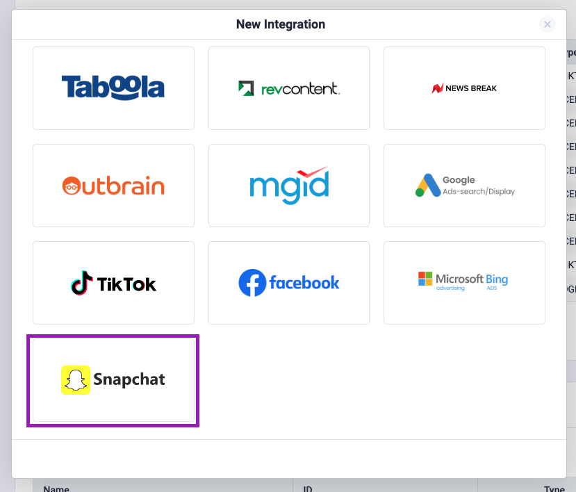 Select the Snapchat icon from the list