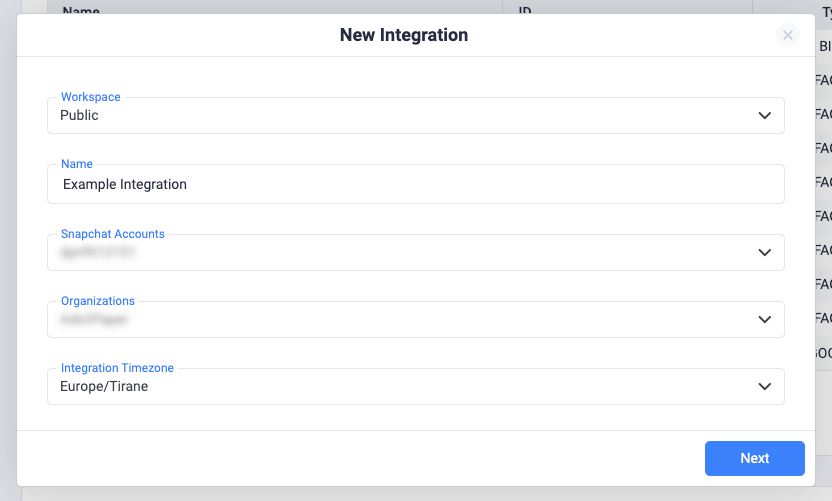 Select the organization from the dropdown menu