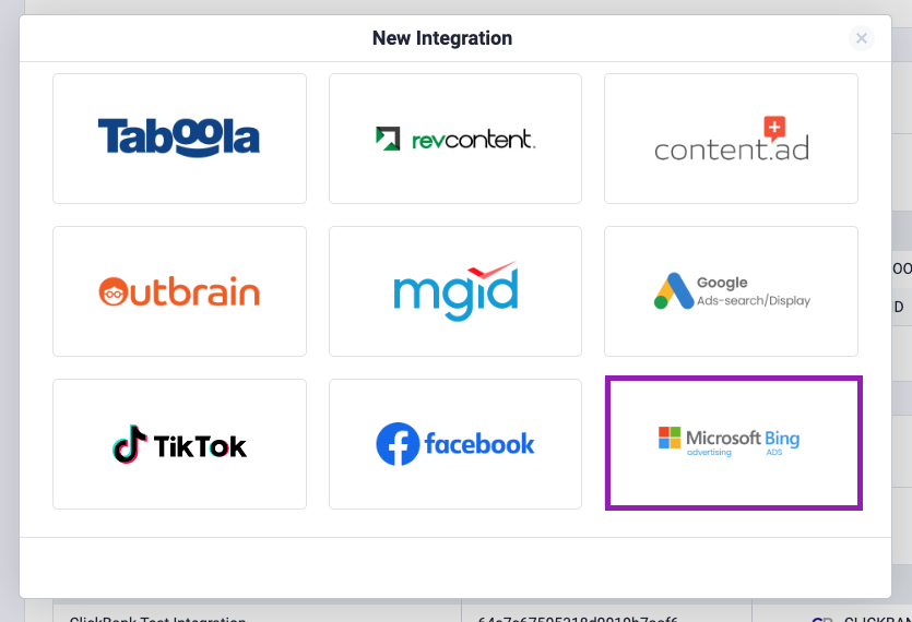 Choose Microsoft Bing icon card
