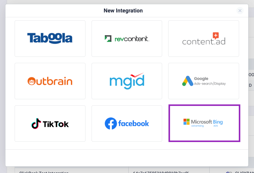 Choose Microsoft Bing icon card