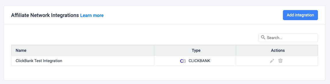 Your new Integration will now be listed on the Integrations Menu