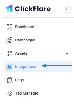 Open the Integrations menu in ClickFlare