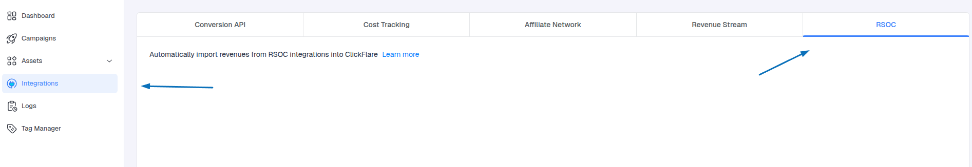 Integrations → RSOC Integrations