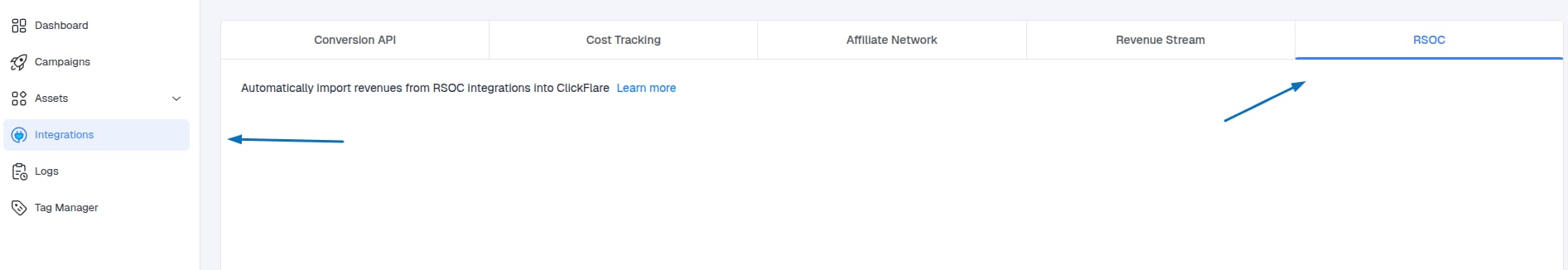 Integrations → RSOC Integrations