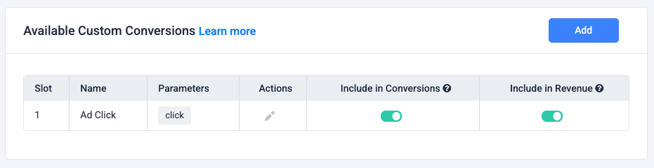 Create a custom conversion event for ad clicks