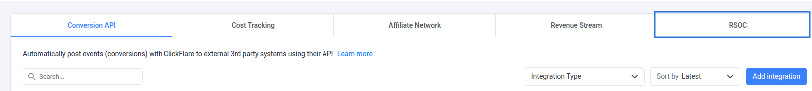 Under RSOC Integrations, click Add Integration (2)