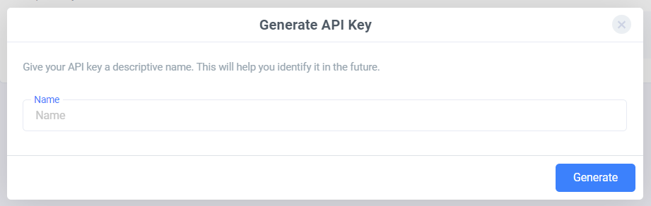 Then click on Generate API Key