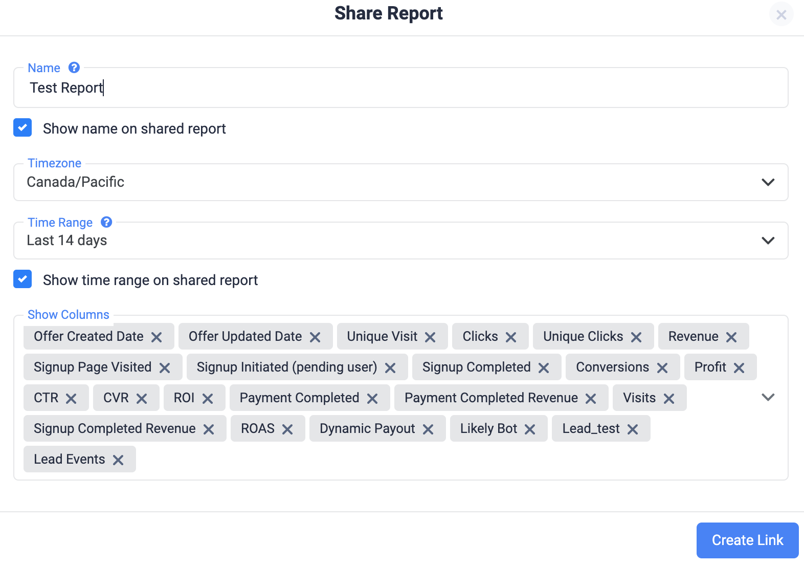 Step 5: Click on Create Link