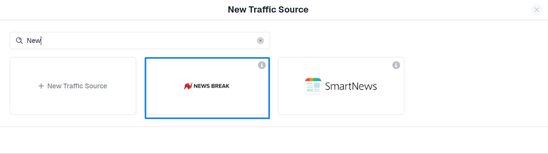Choose the NewsBreak template from the list