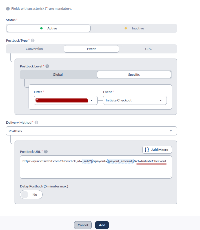 By appending different ct parameters to the default Everflow postback, you can track and report different event types…