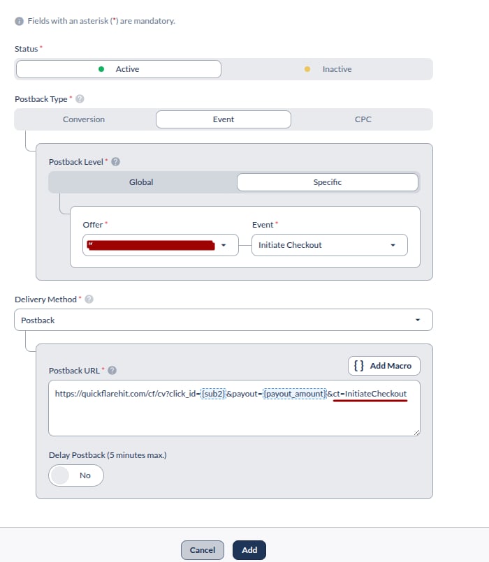 By appending different ct parameters to the default Everflow postback, you can track and report different event types…