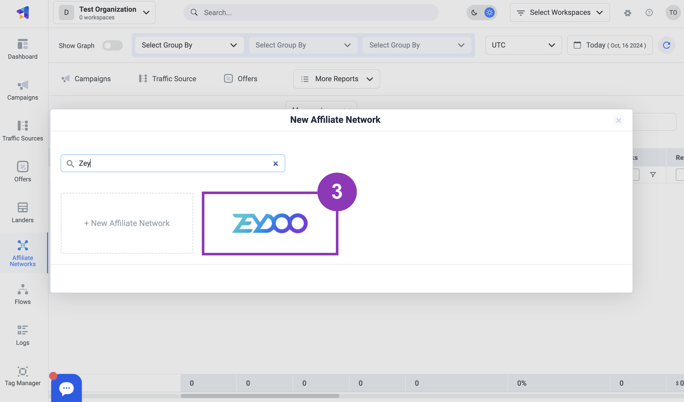 Choose the Zeydoo affiliate network template