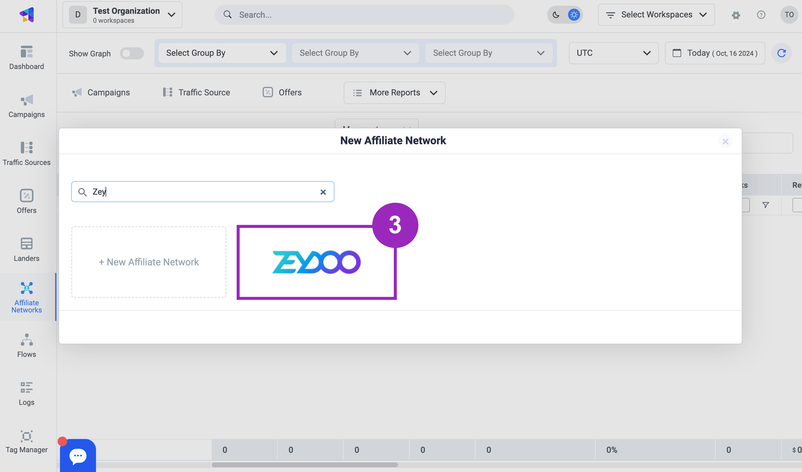 Choose the Zeydoo affiliate network template