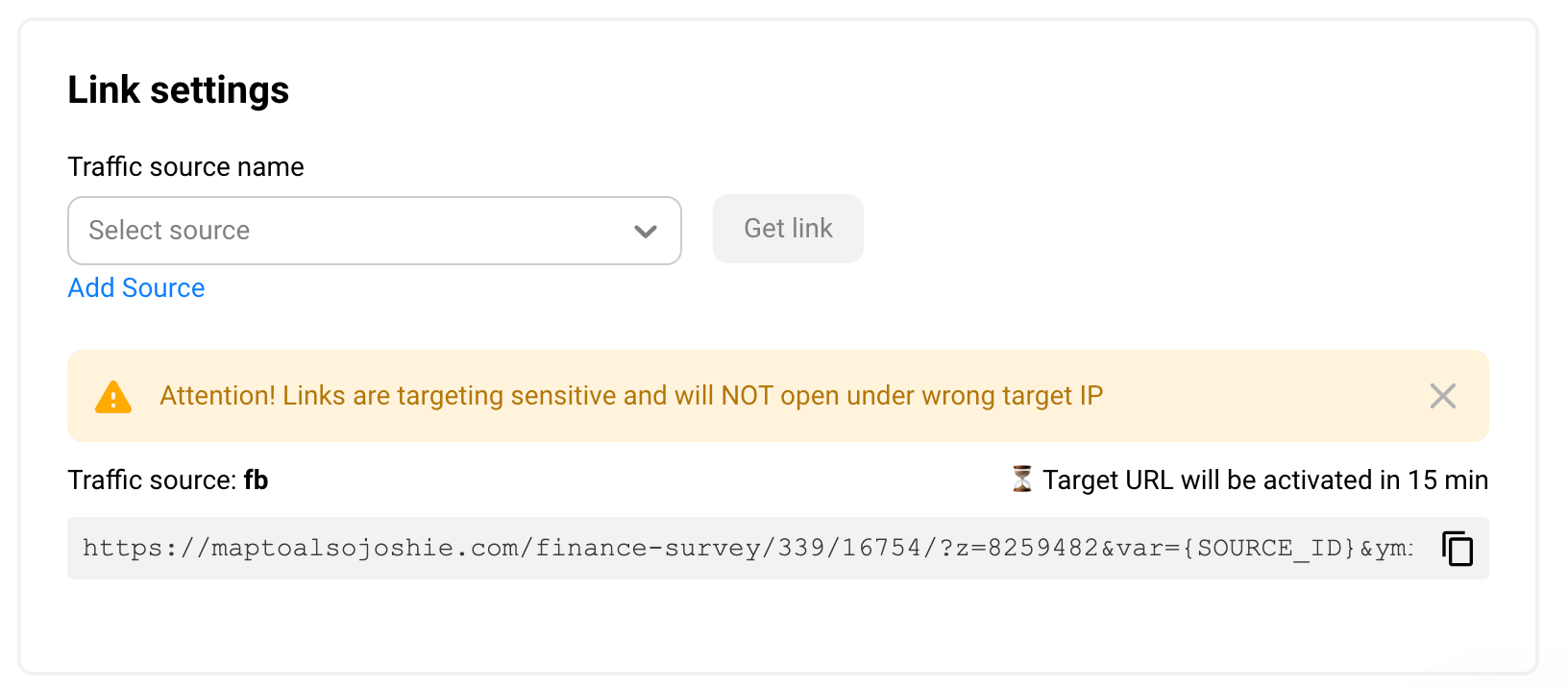Your offer link will now appear. Click the button to copy it to the clipboard