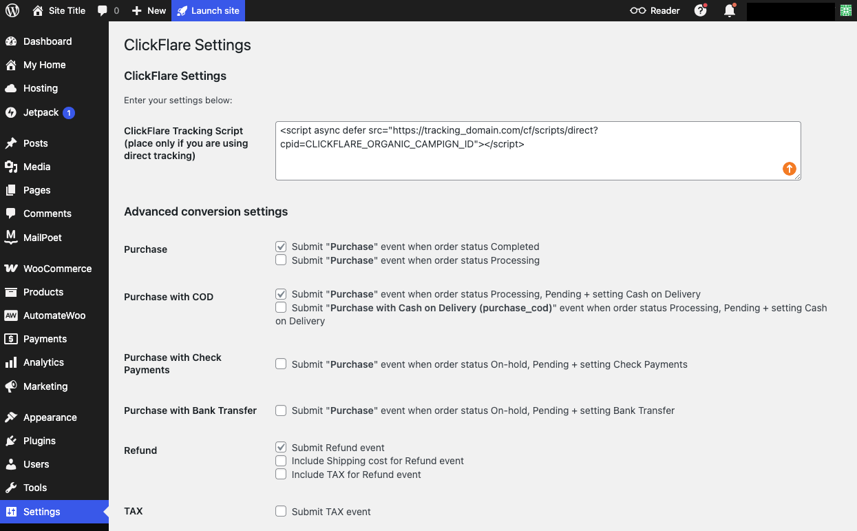 Click Settings