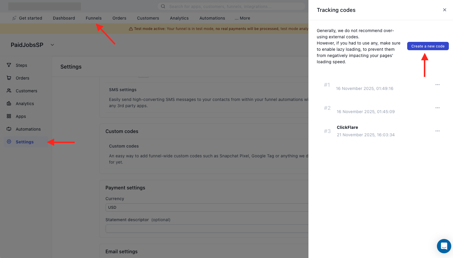 Paste the ClickFlare script above