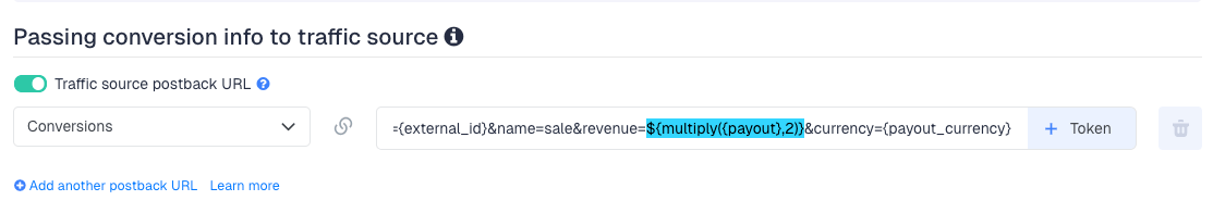 Traffic source postback URLs