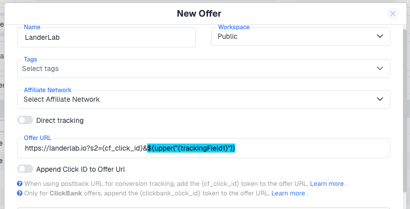 Lander and Offer URLs